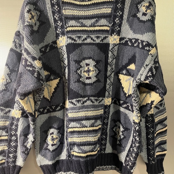 Vintage Woolrich Fair isle/ Grandpa/Nordic Style size hand knit sweater Large - Picture 4 of 5